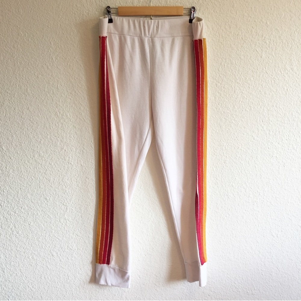 Aviator Nation Rainbow Striped Sweatpants White